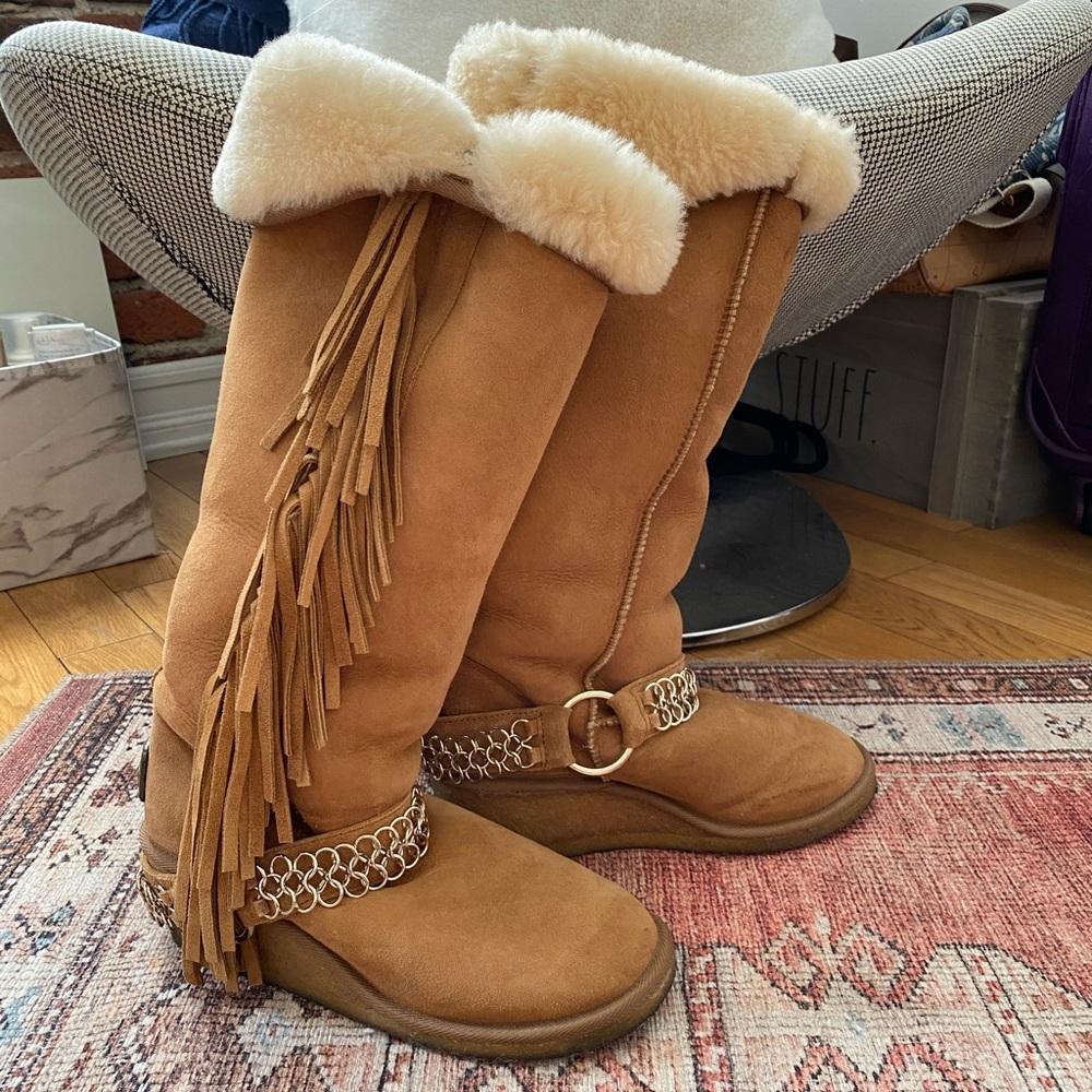 Knee high shearling boots